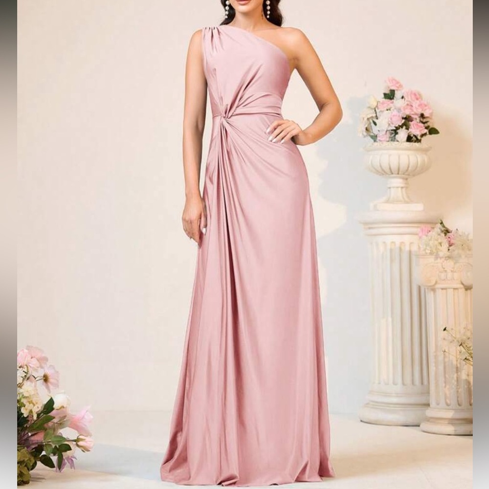 Elegant Baby Pink One-Shoulder Dress